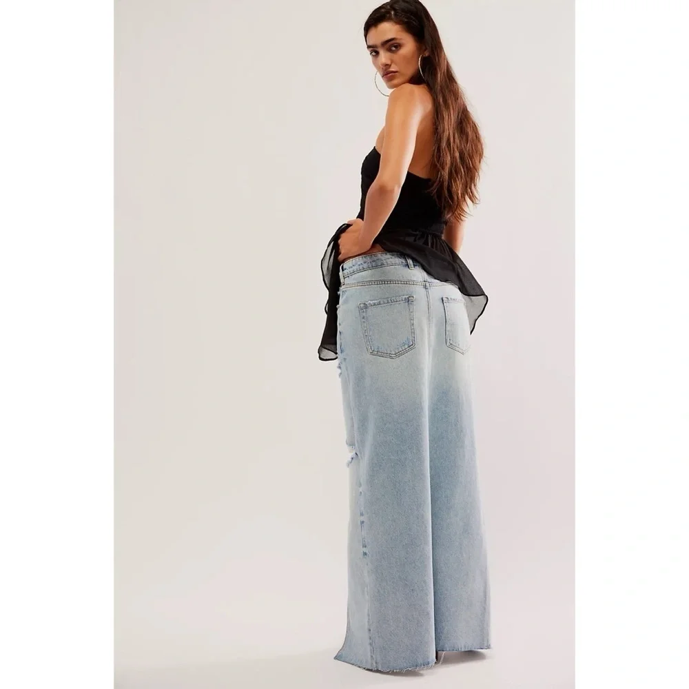 NWT Seroya Matilda Low-Rise Denim Maxi Skirt 25